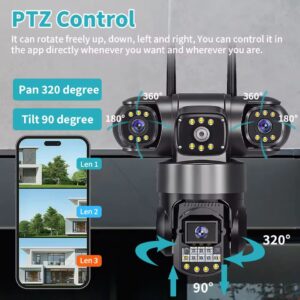 hybrid 12mp (4+4+4) 4k triple lenses triple screens 4g v380pro solar camera
