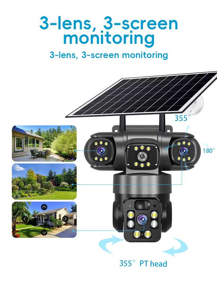 hybrid 12mp (4+4+4) 4k triple lenses triple screens 4g v380pro solar camera hybrid 12mp (4+4+4) 4k triple lenses triple screens 4g v380pro solar camera