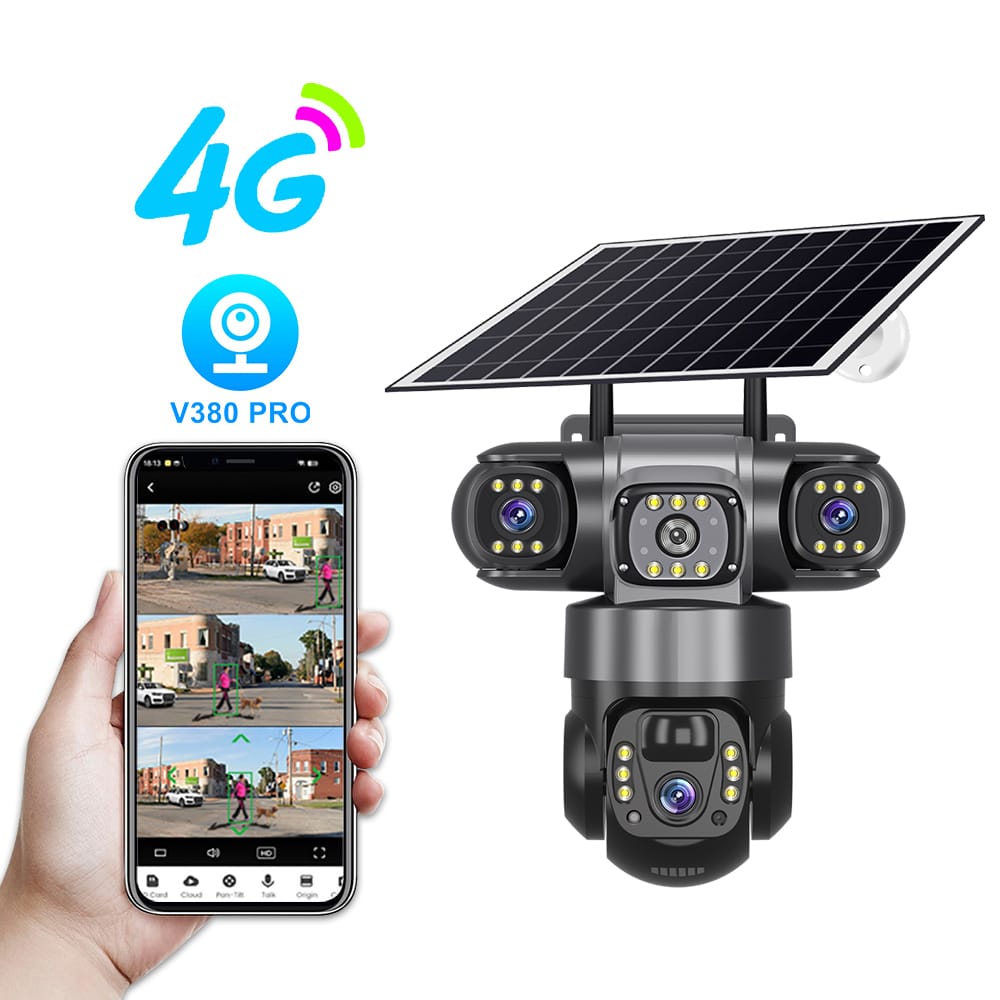 hybrid 12mp (4+4+4) 4k triple lenses triple screens 4g v380pro solar camera hybrid 12mp (4+4+4) 4k triple lenses triple screens 4g v380pro solar camera