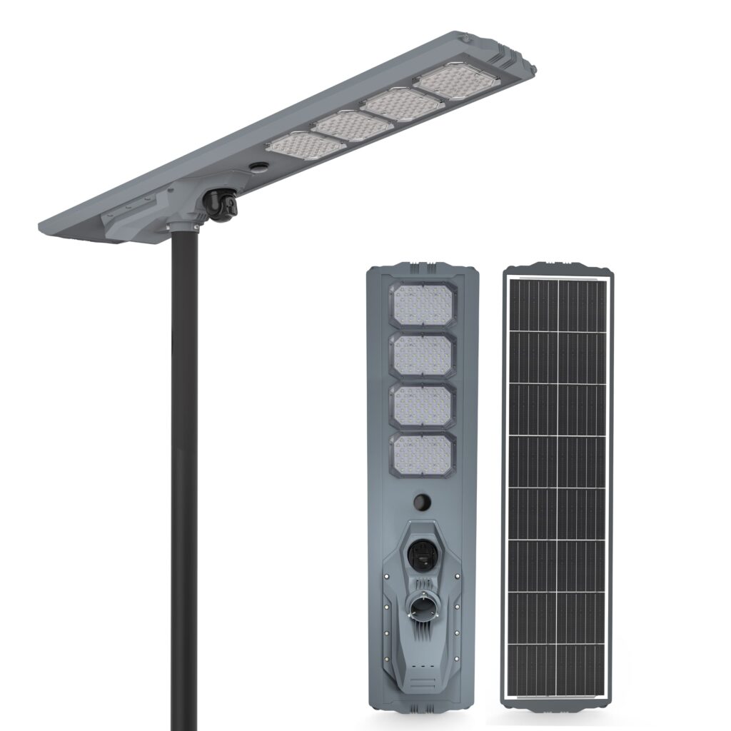 400w solar powered street light (project module) + inbuilt hybrid 4g solar ptz camera